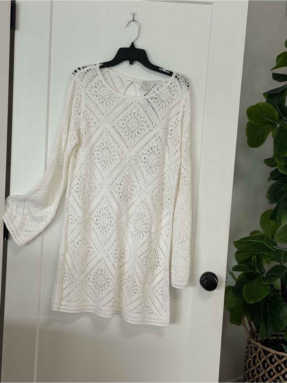 Joie Ivory Crochet Long Sleeve Shift Dress